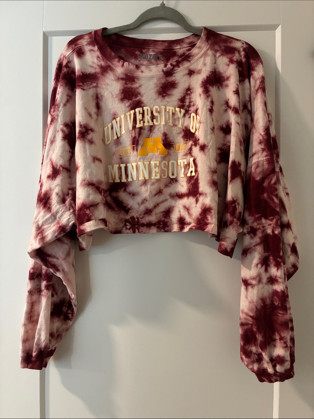 University of Minnesota Maroon & White Tie-Dye Cropped Sweatshirt